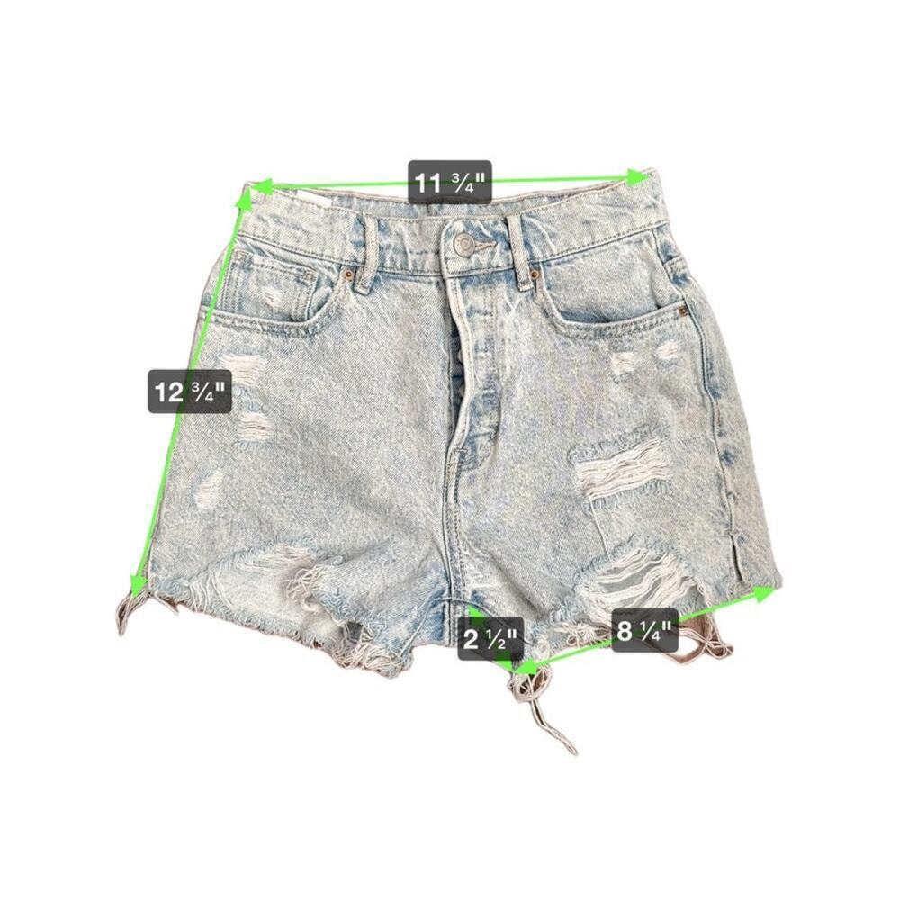 PacSun Jean Cut Off Shorts Women's 24 Light Blue Wash Distressed High Rise - Picture 5 of 6